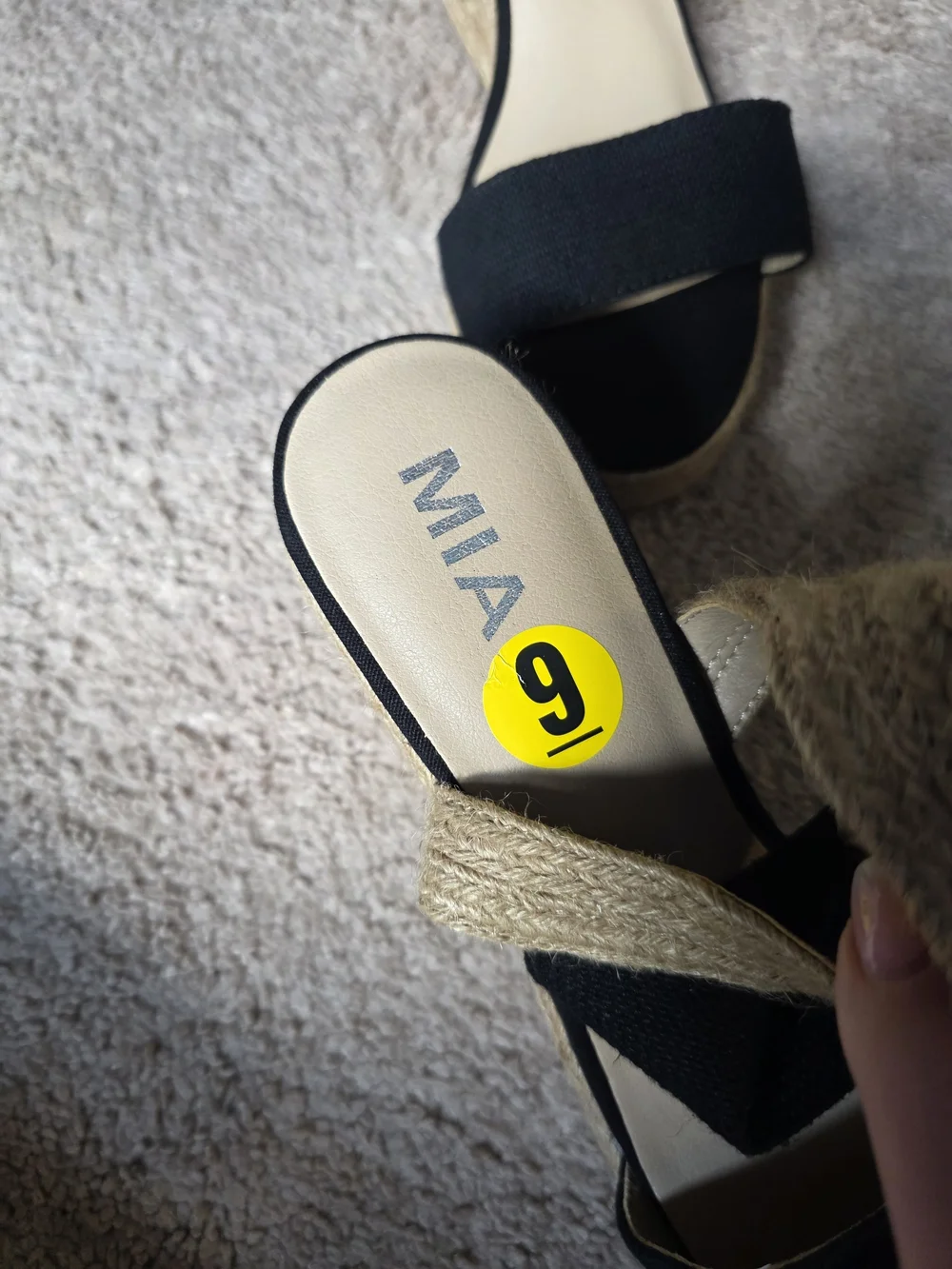 MIA Black Espadrille Wedge Sandals Size 9 New Summer Resortwear Casual